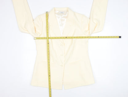 Damart Women’s Ivory Blazer Jacket Size 16 Single Breasted Notch Lapel