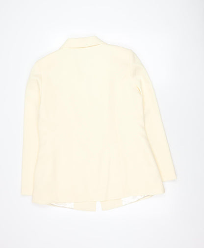 Damart Women’s Ivory Blazer Jacket Size 16 Single Breasted Notch Lapel
