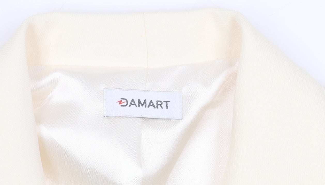 Damart Women’s Ivory Blazer Jacket Size 16 Single Breasted Notch Lapel