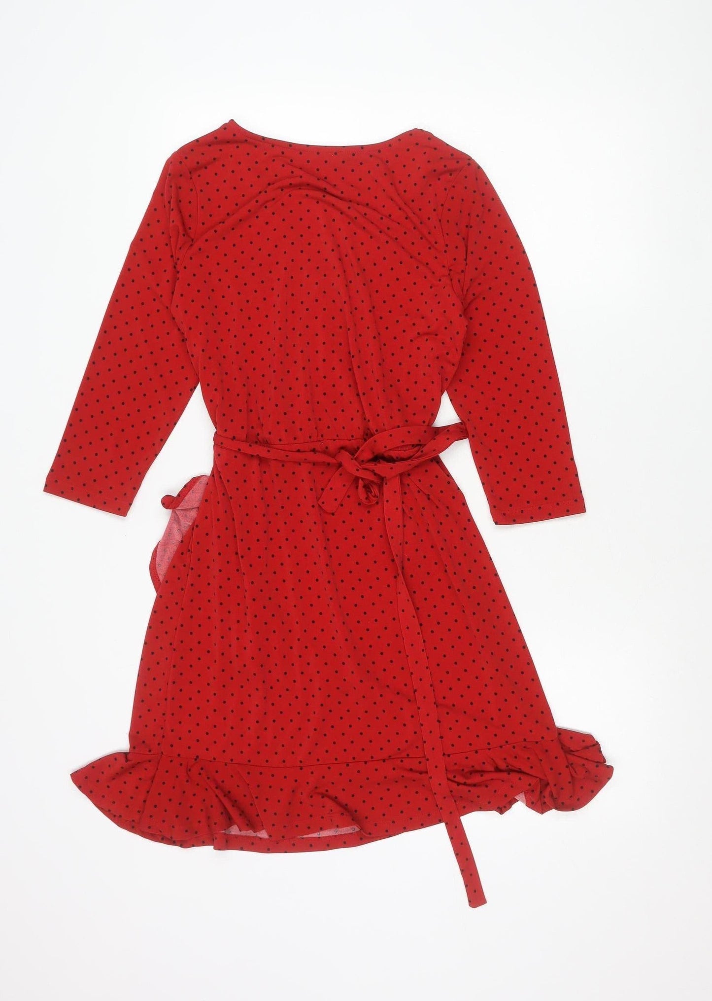Oasis Women’s Red Polka Dot Wrap Dress XS Long Sleeve