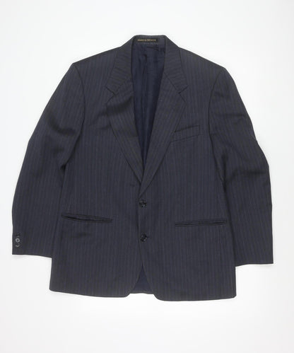 Marks and Spencer Men’s Blue Pinstripe Suit Jacket 40 Chest