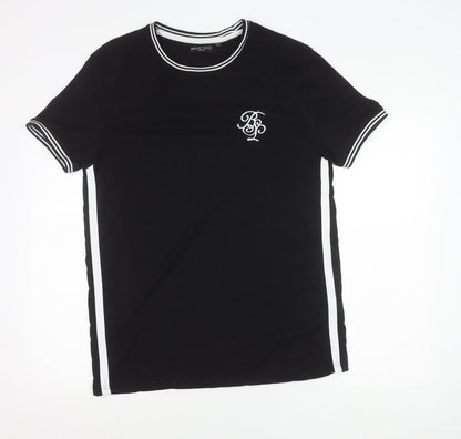 Brave Soul Men’s Black XL Crew Neck Short Sleeve Cotton T-Shirt