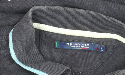 Diadora Men’s Blue Cotton Polo Shirt Size L Regular Fit