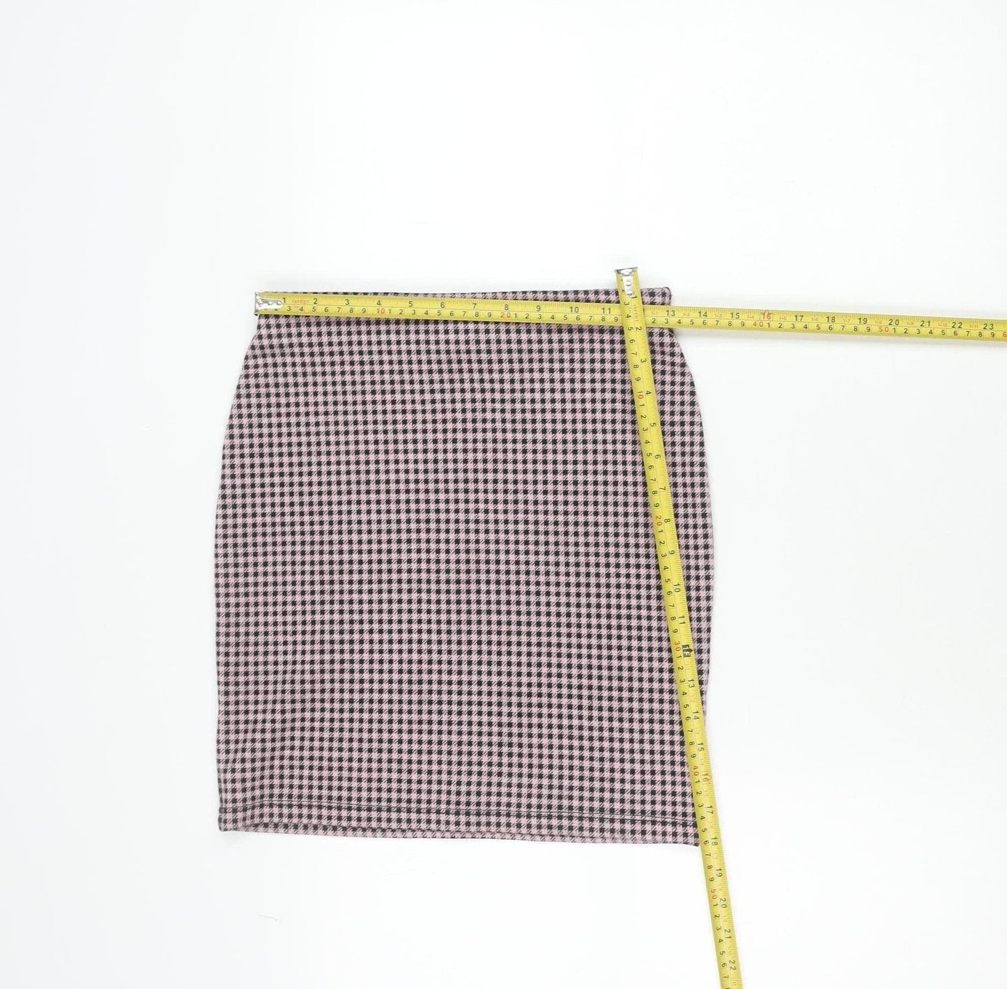 New Look Womens Pink Black Check Mini Pencil Skirt Size 8