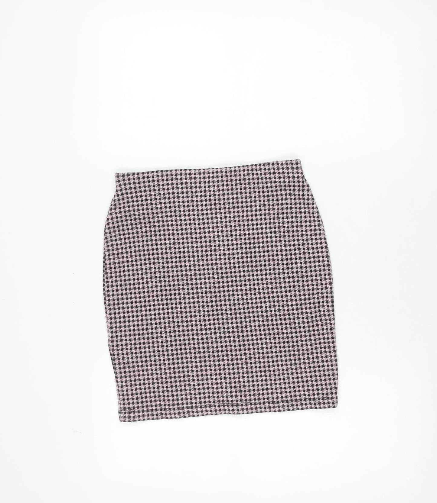 New Look Womens Pink Black Check Mini Pencil Skirt Size 8
