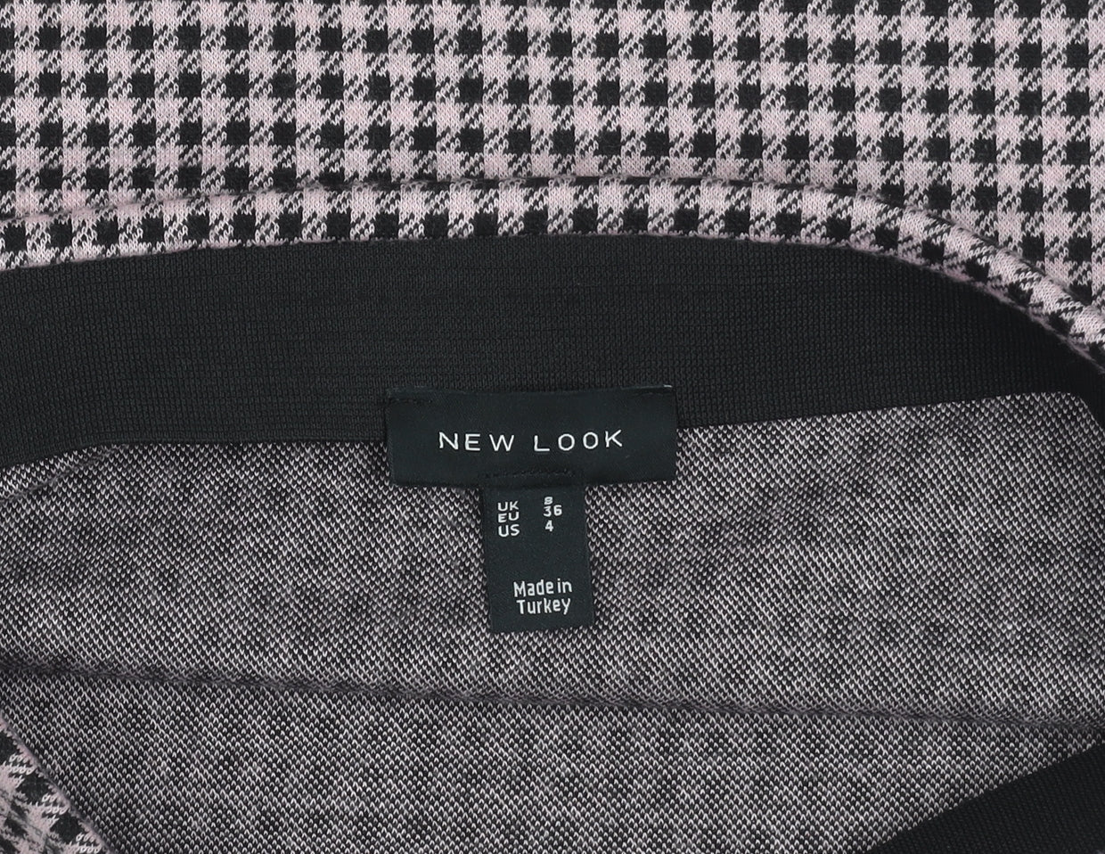 New Look Womens Pink Black Check Mini Pencil Skirt Size 8