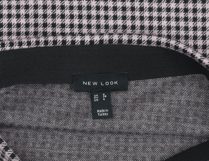 New Look Womens Pink Black Check Mini Pencil Skirt Size 8