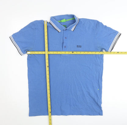 Hugo Boss Men's Blue Polo Shirt M Regular Fit Cotton Casual