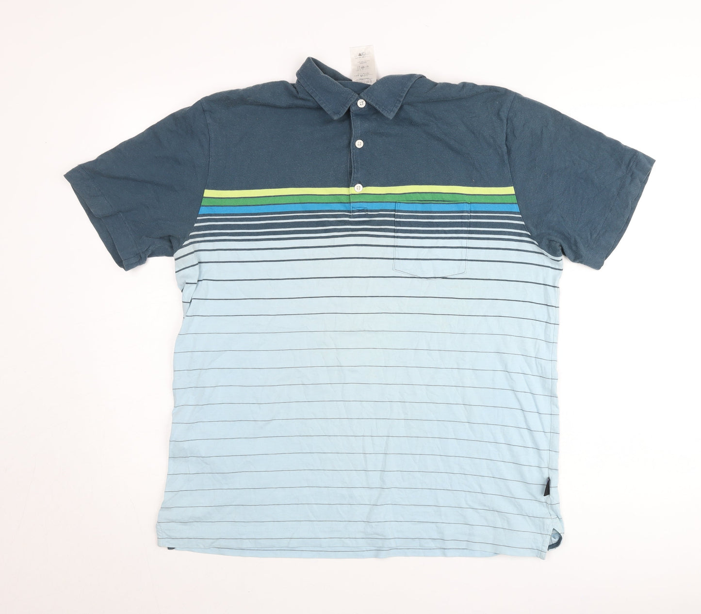 Patagonia Men's Blue Striped Organic Cotton Polo Shirt M