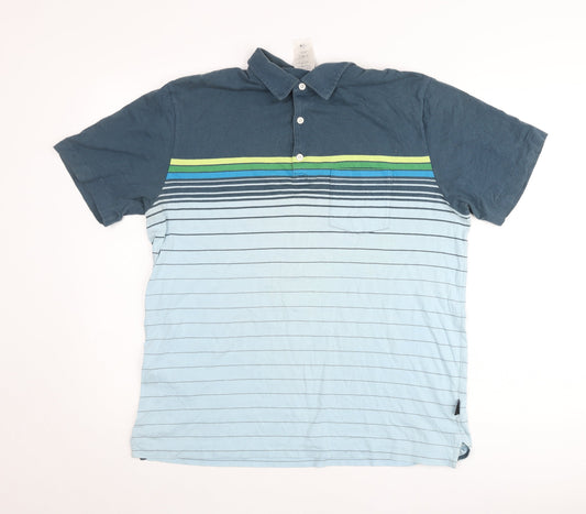 Patagonia Men's Blue Striped Organic Cotton Polo Shirt M