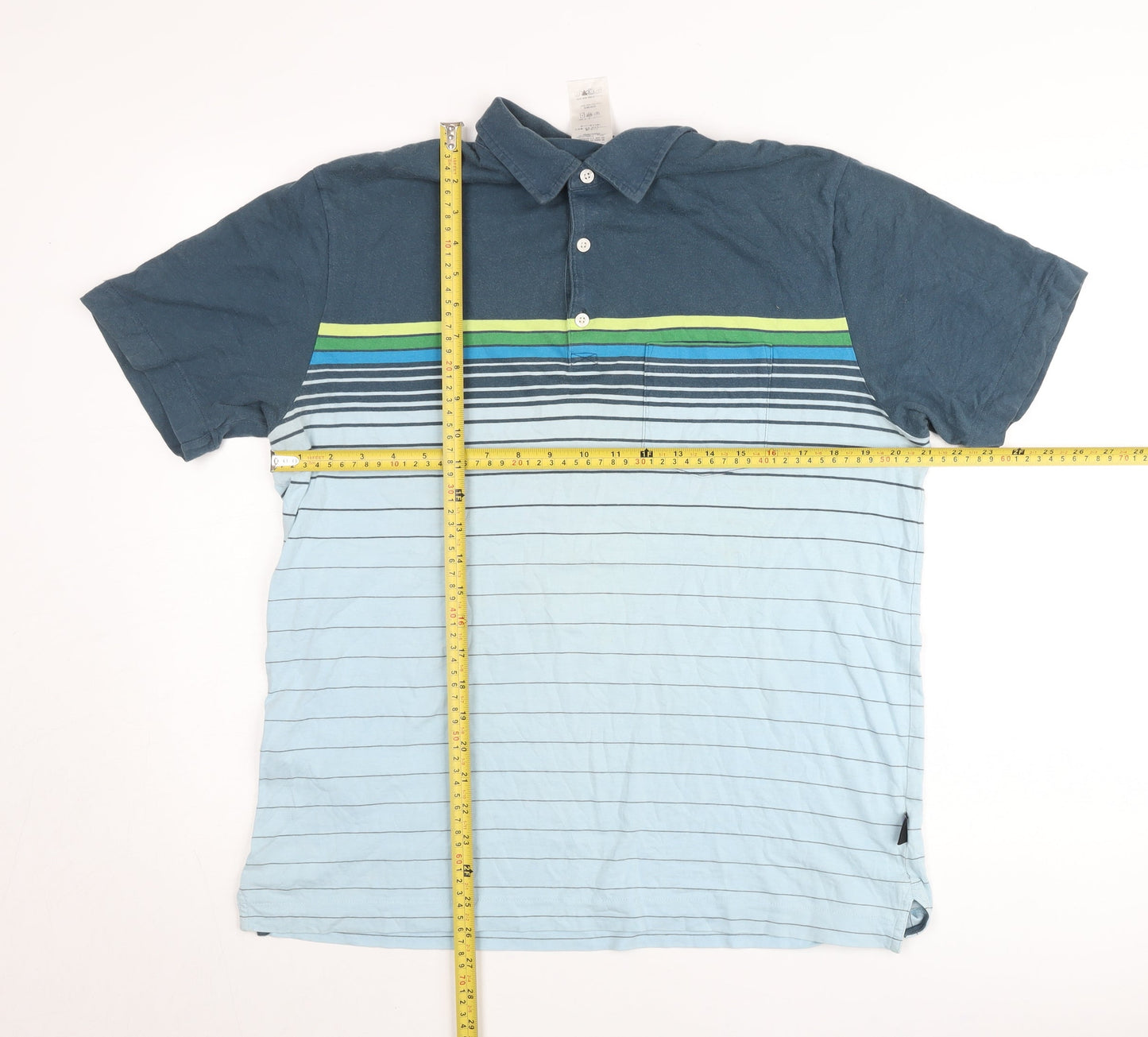 Patagonia Men's Blue Striped Organic Cotton Polo Shirt M