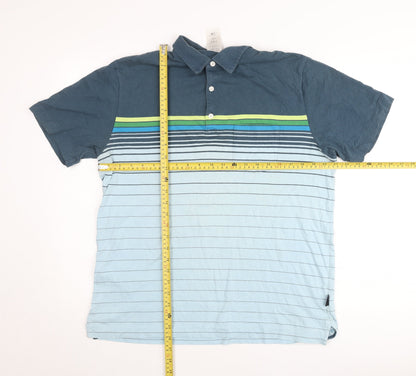Patagonia Men's Blue Striped Organic Cotton Polo Shirt M