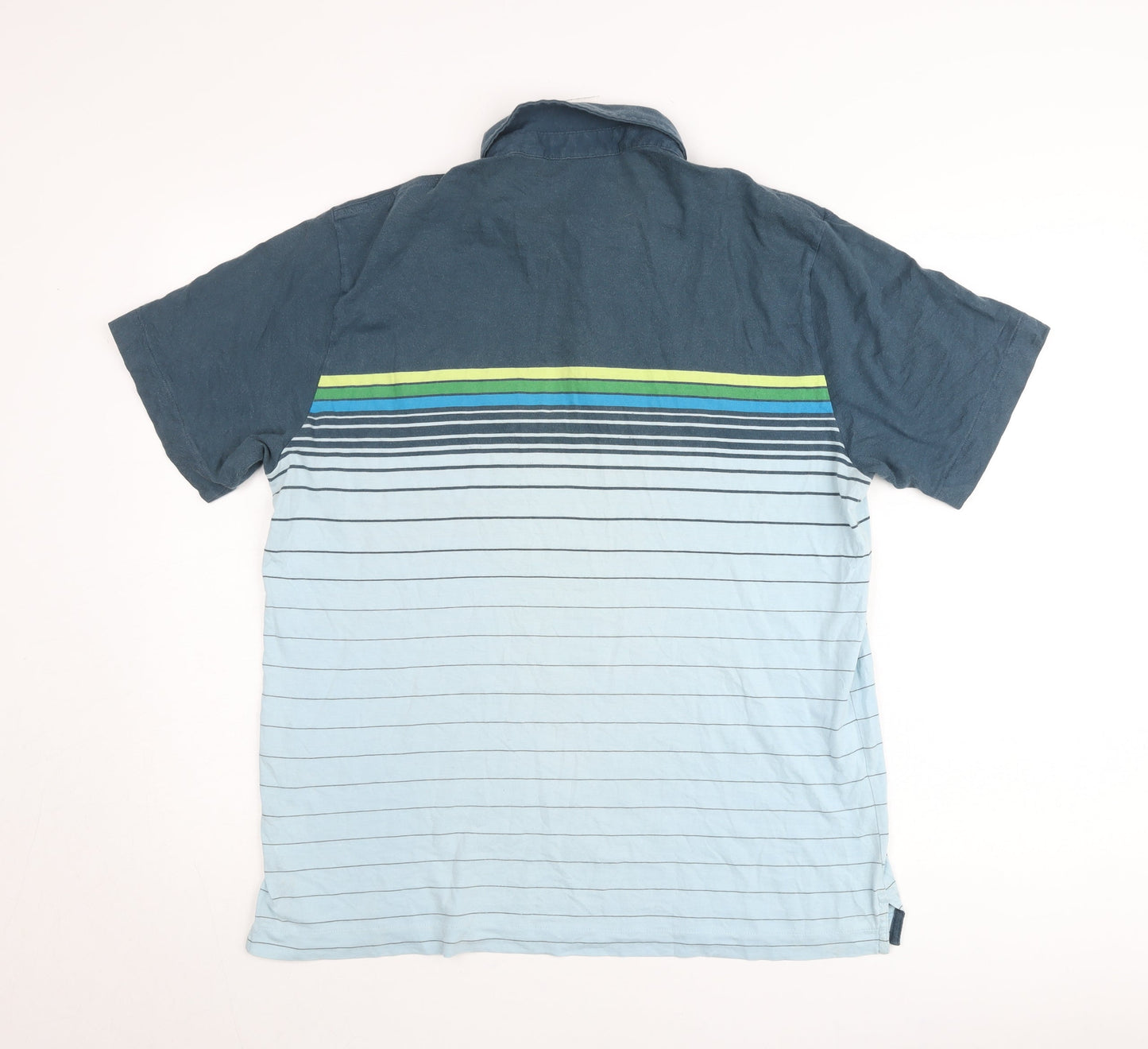 Patagonia Men's Blue Striped Organic Cotton Polo Shirt M
