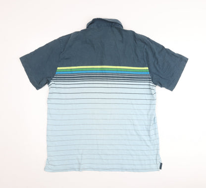 Patagonia Men's Blue Striped Organic Cotton Polo Shirt M