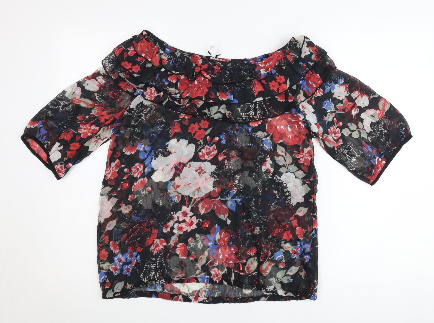 Next Womens Multicoloured Floral Off Shoulder Ruffle Blouse Size 14