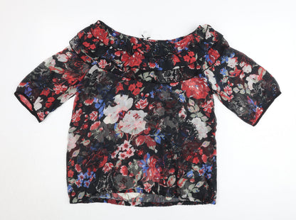 Next Womens Multicoloured Floral Off Shoulder Ruffle Blouse Size 14