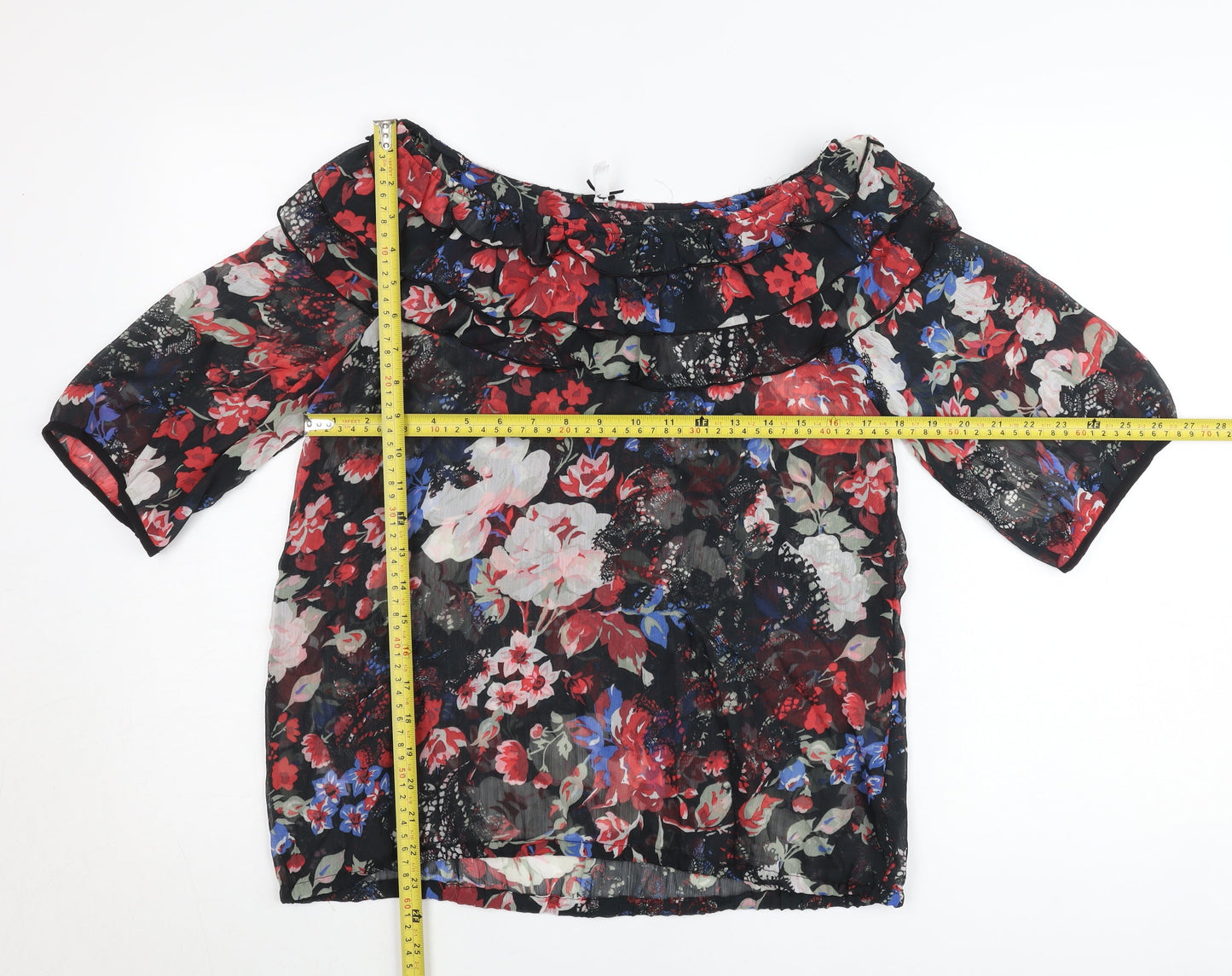 Next Womens Multicoloured Floral Off Shoulder Ruffle Blouse Size 14