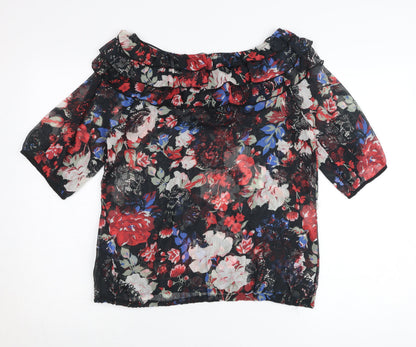 Next Womens Multicoloured Floral Off Shoulder Ruffle Blouse Size 14