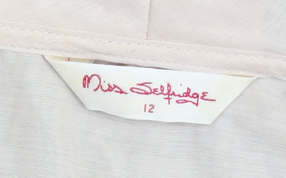 Miss Selfridge Women Beige Black Ruffle Sheath Dress Size 12