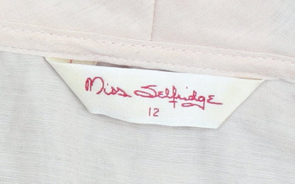 Miss Selfridge Women Beige Black Ruffle Sheath Dress Size 12