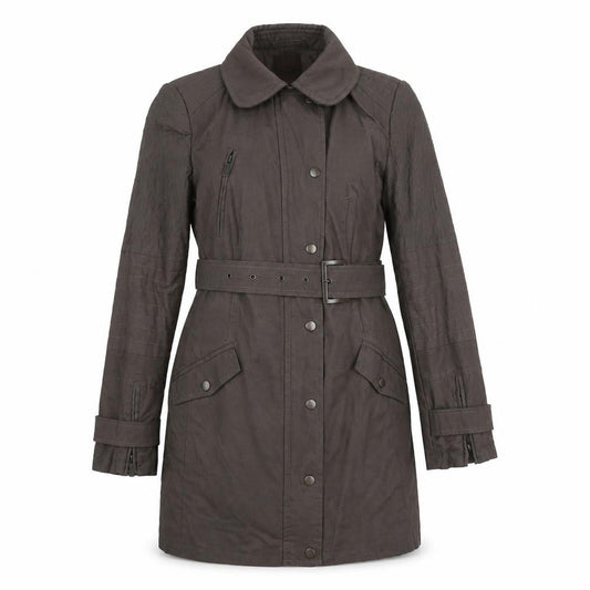 Next Womens Brown Trench Coat Size 6 Belted Long Sleeve Classic Workwear