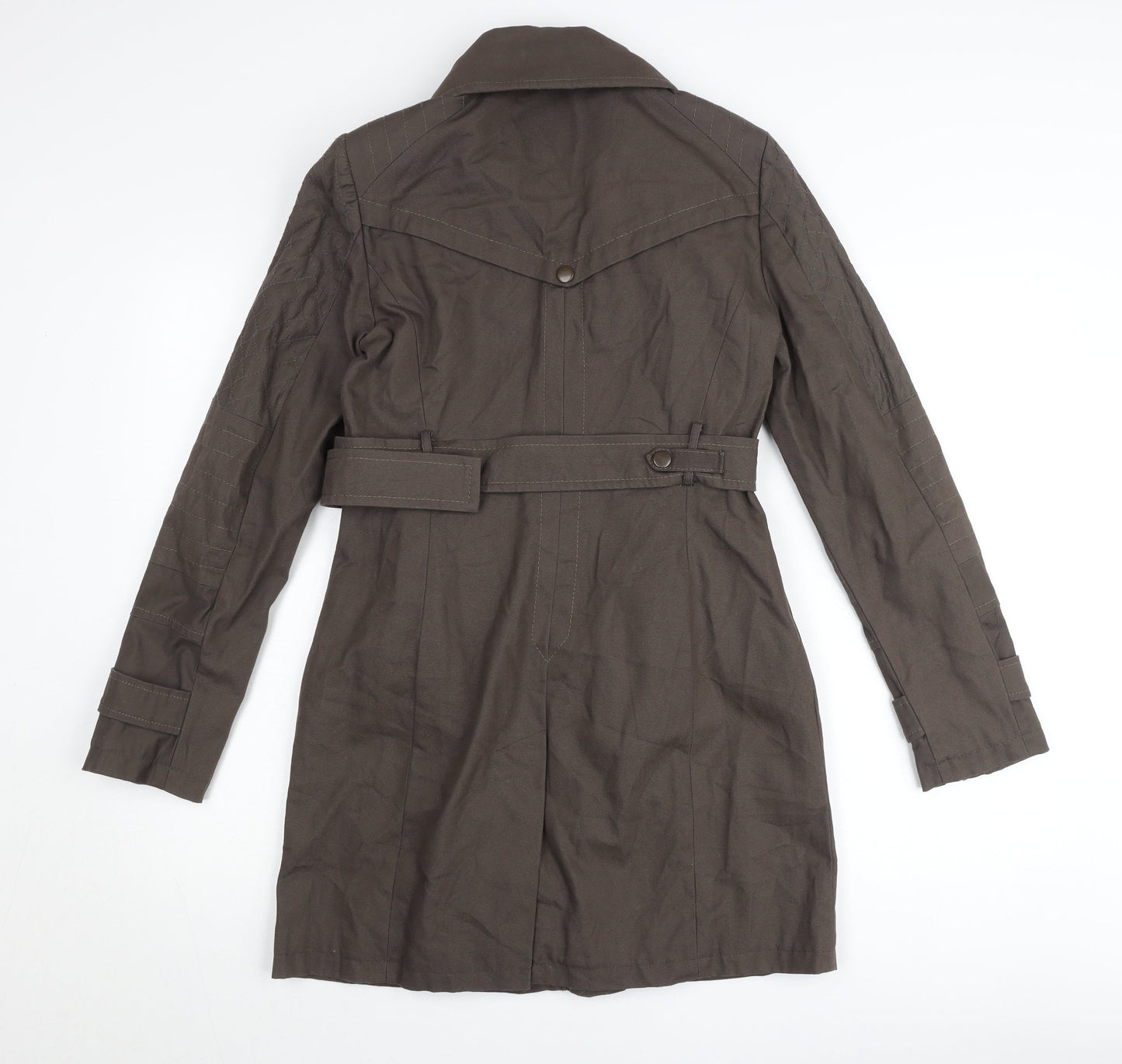 Next Womens Brown Trench Coat Size 6 Belted Long Sleeve Classic Workwear