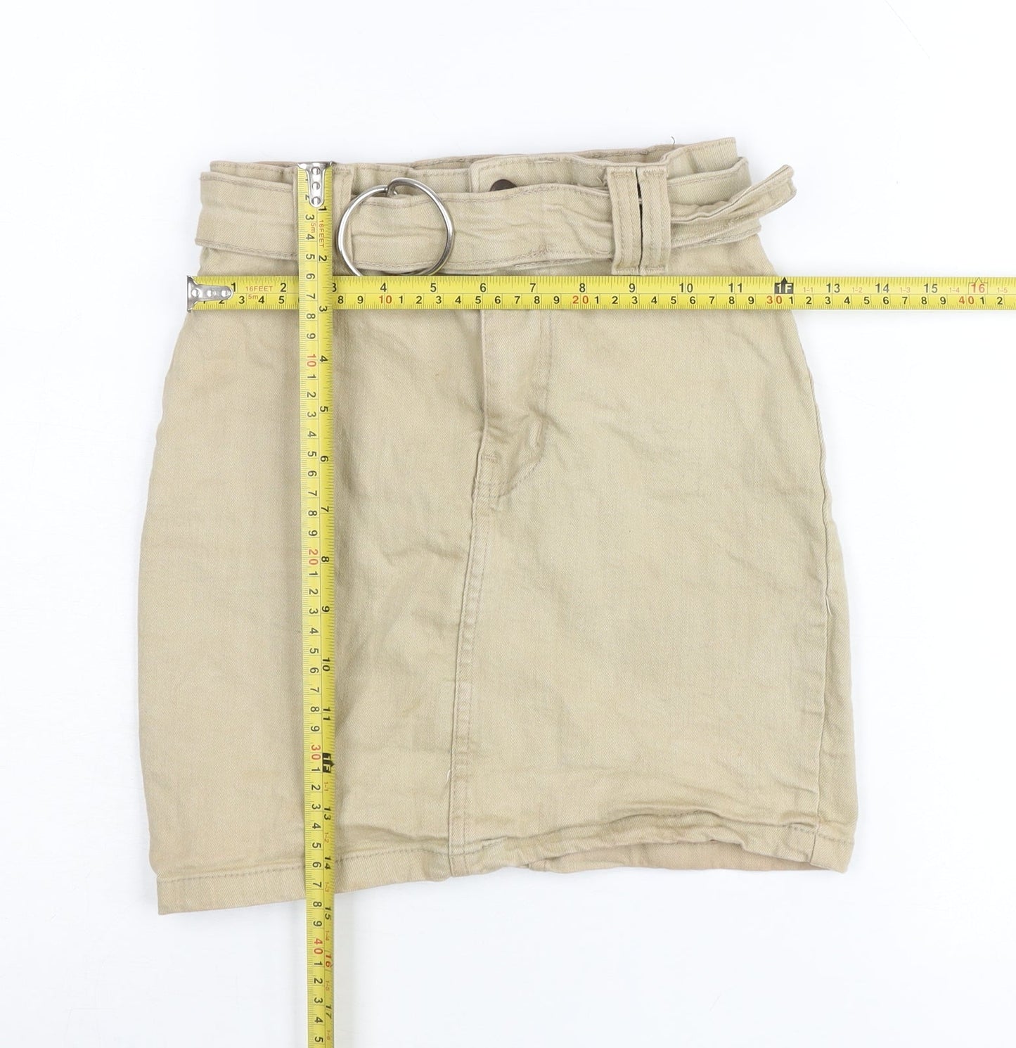 PrettyLittleThing Women Beige Size 4 High Rise Short Skirt