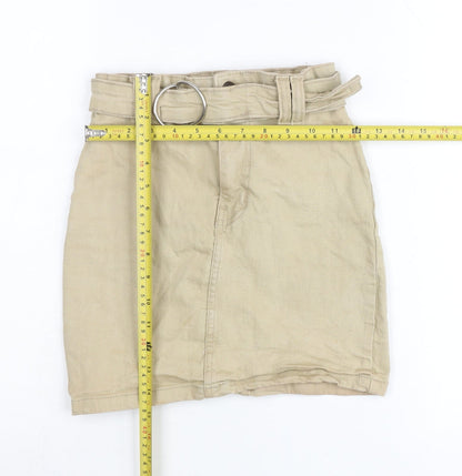 PrettyLittleThing Women Beige Size 4 High Rise Short Skirt