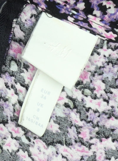 H&M Women’s Multicoloured Floral Midi Dress Size 8 V-Neck