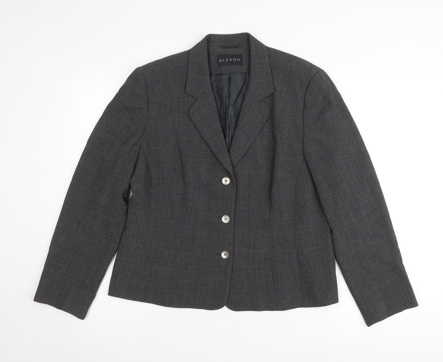 Alexon Women’s Grey Wool Blend Blazer UK 14 Classic Work Jacket