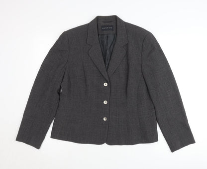 Alexon Women’s Grey Wool Blend Blazer UK 14 Classic Work Jacket
