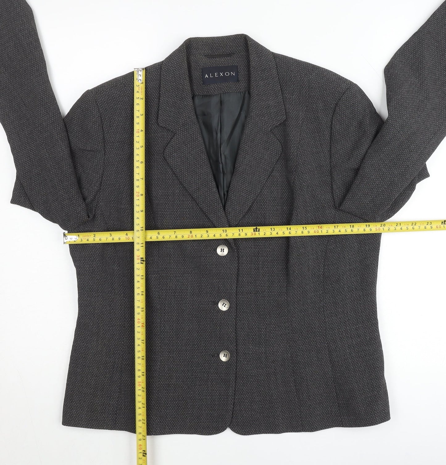 Alexon Women’s Grey Wool Blend Blazer UK 14 Classic Work Jacket
