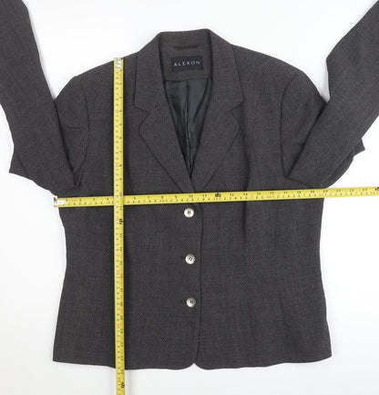 Alexon Women’s Grey Wool Blend Blazer UK 14 Classic Work Jacket