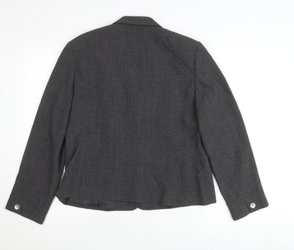 Alexon Women’s Grey Wool Blend Blazer UK 14 Classic Work Jacket