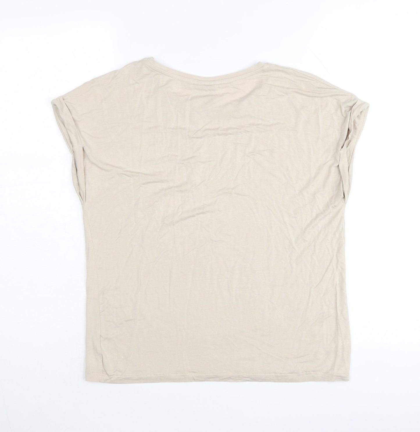 M&Co Women’s Beige Star Rhinestone T-Shirt UK 10 Short Sleeve