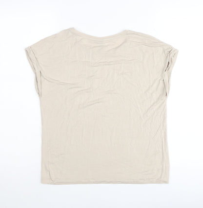 M&Co Women’s Beige Star Rhinestone T-Shirt UK 10 Short Sleeve