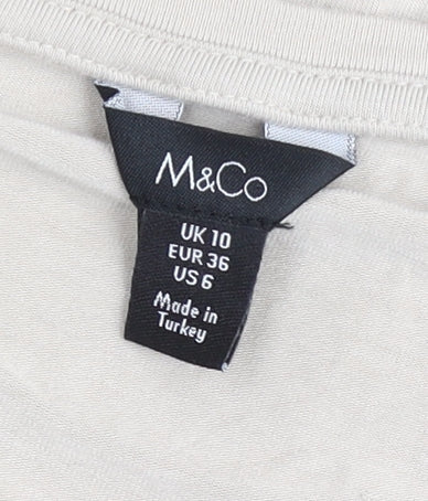 M&Co Women’s Beige Star Rhinestone T-Shirt UK 10 Short Sleeve