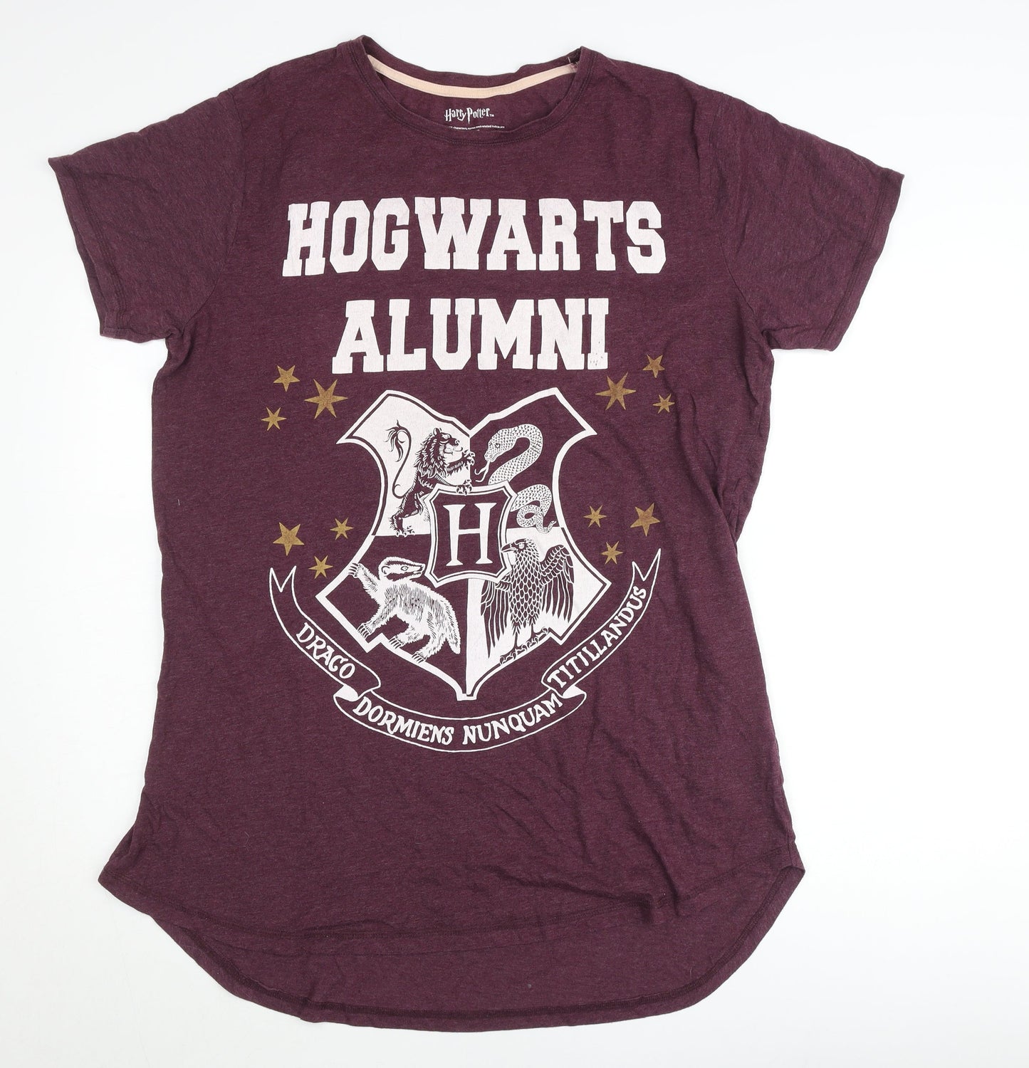 Harry Potter Womens Purple L T-Shirt Hogwarts Alumni Short Sleeve