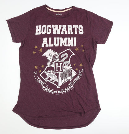 Harry Potter Womens Purple L T-Shirt Hogwarts Alumni Short Sleeve