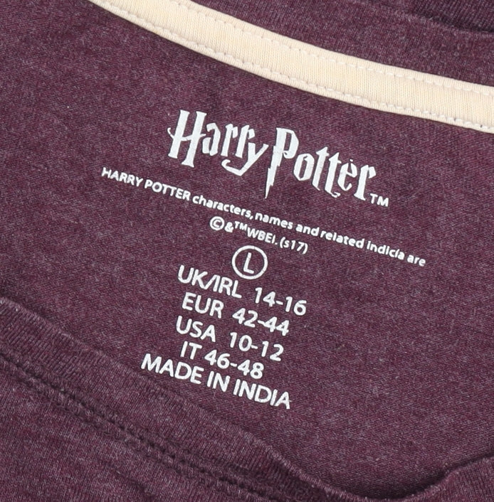 Harry Potter Womens Purple L T-Shirt Hogwarts Alumni Short Sleeve