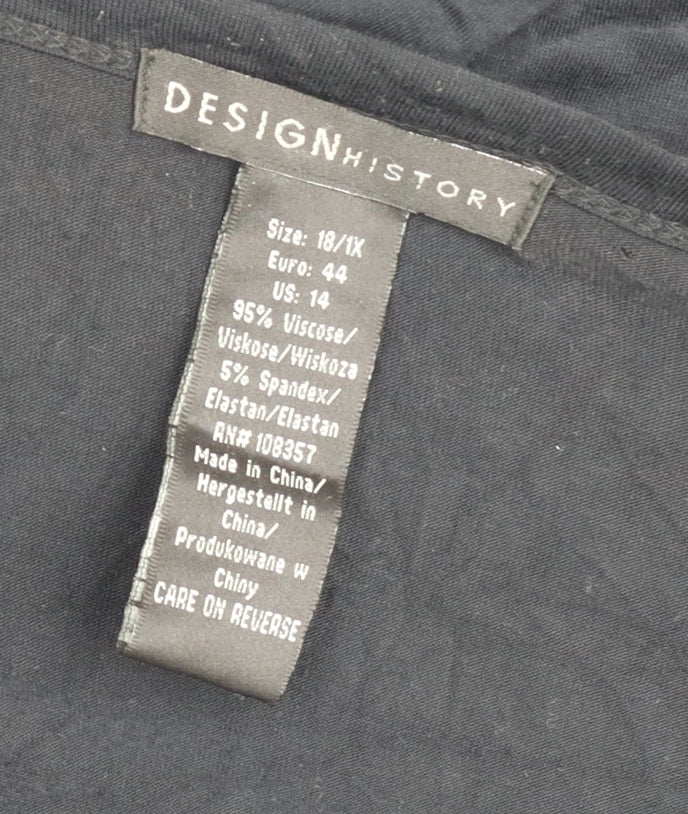 Design History Women's Black Size 16 Open Cardigan Lightweight Viscose Blend