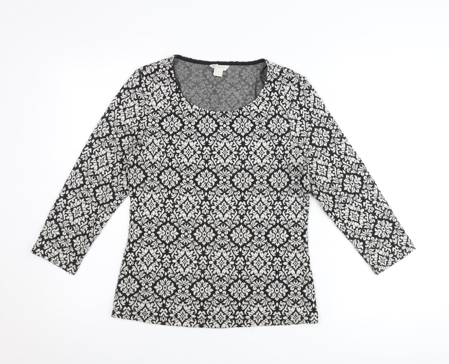 Monsoon Women’s Black Geometric Knit Tunic Blouse UK 12