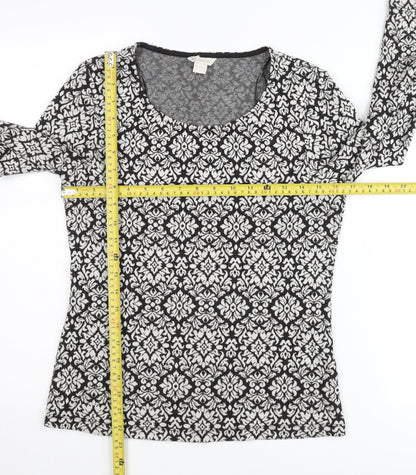 Monsoon Women’s Black Geometric Knit Tunic Blouse UK 12