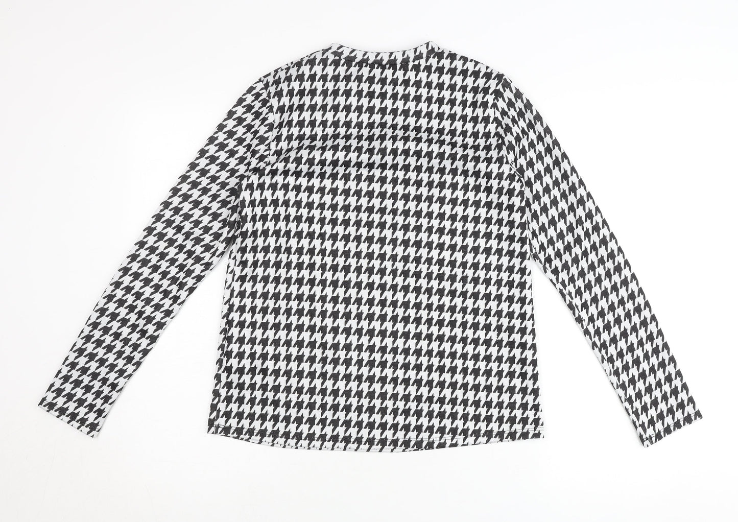 Principles Women’s Black White Houndstooth Long Sleeve Jersey Top Size 10