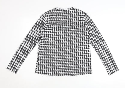 Principles Women’s Black White Houndstooth Long Sleeve Jersey Top Size 10