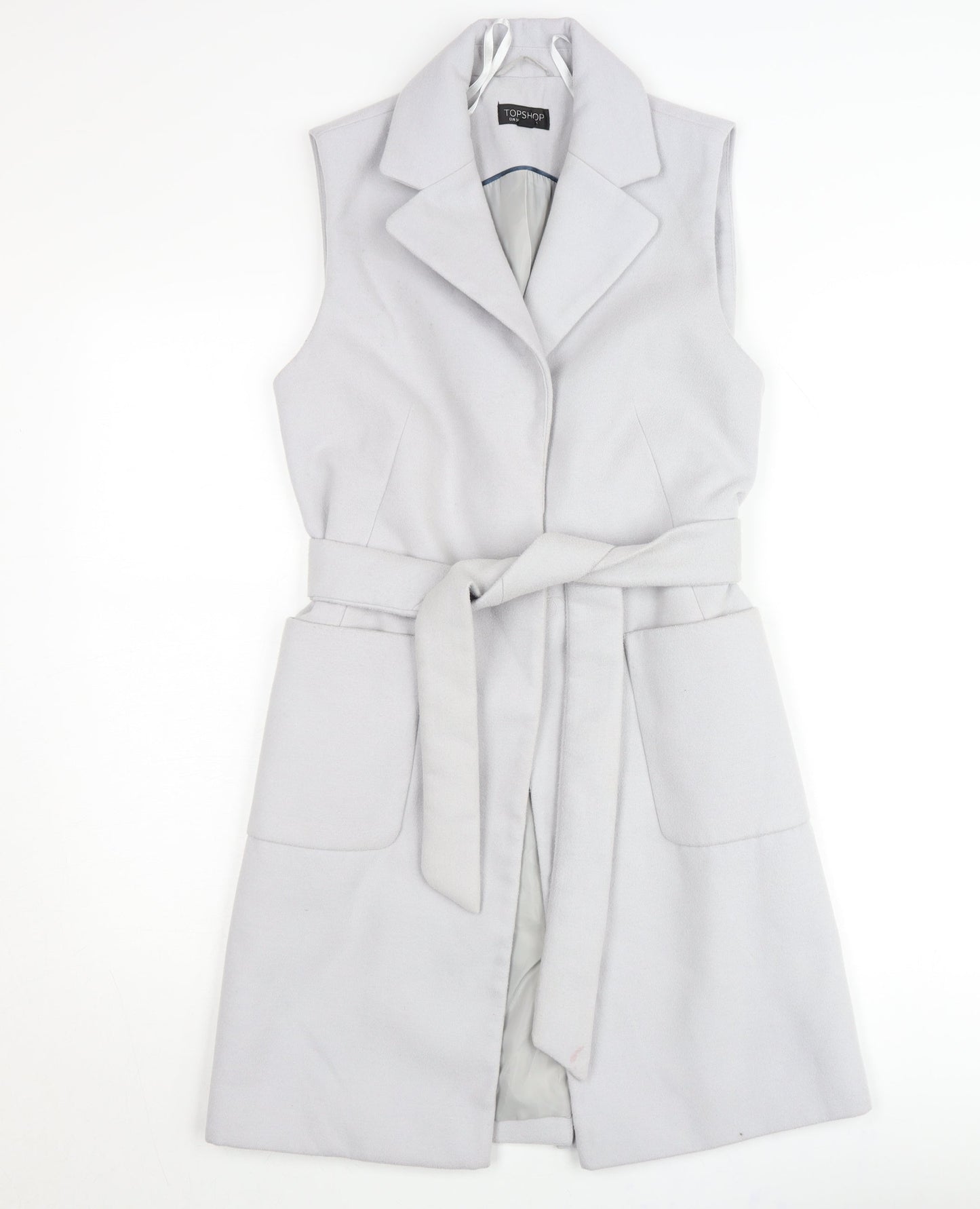 Topshop Women’s Grey Sleeveless Belted Waistcoat UK 6