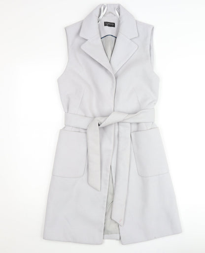 Topshop Women’s Grey Sleeveless Belted Waistcoat UK 6