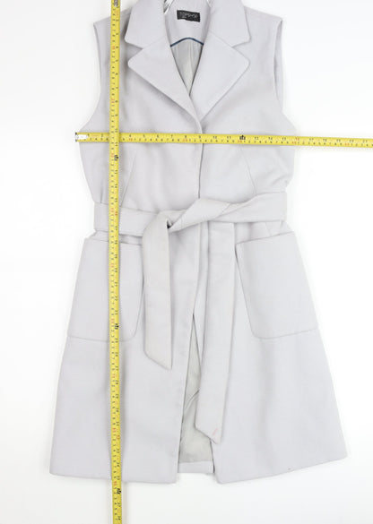 Topshop Women’s Grey Sleeveless Belted Waistcoat UK 6