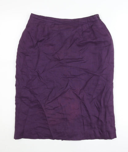 Penny Plain Women’s Purple Linen Pencil Skirt Size 14
