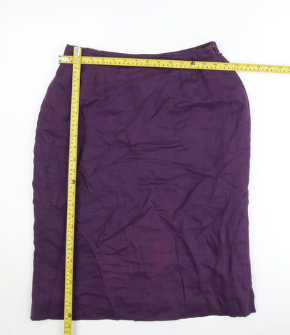 Penny Plain Women’s Purple Linen Pencil Skirt Size 14